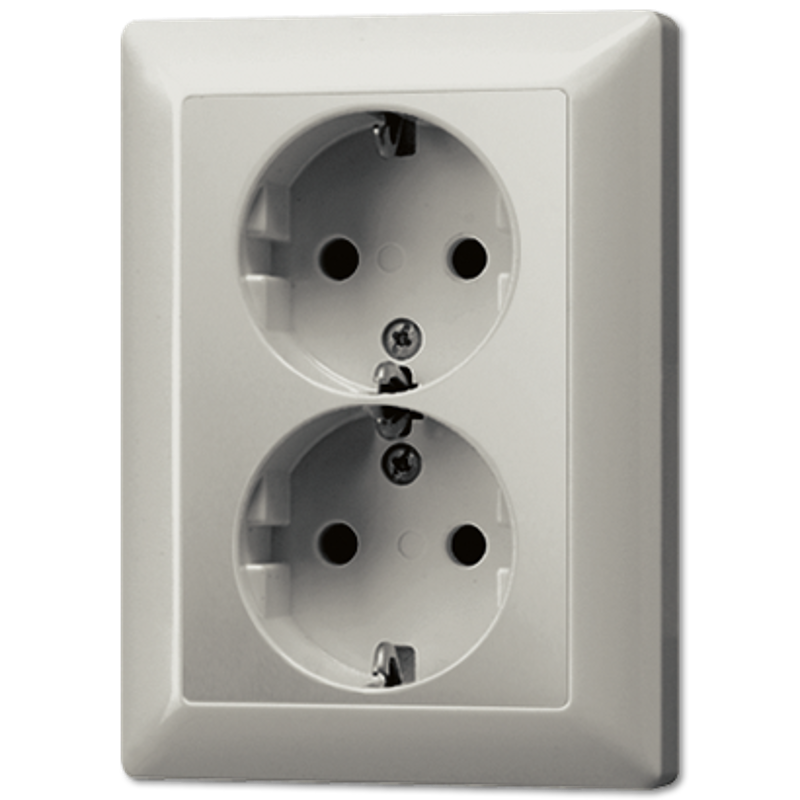 Штепсельная розетка SCHUKO 16A 250V~ сдвоенная; благородная сталь