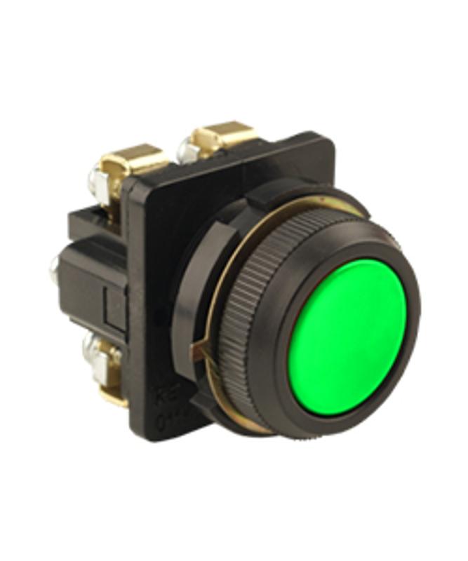 КЕ-011 У3 исп.2, зелёный, 1з+1р, цилиндр, IP40,10А, 660В, выключатель кнопочный (ЭТ)