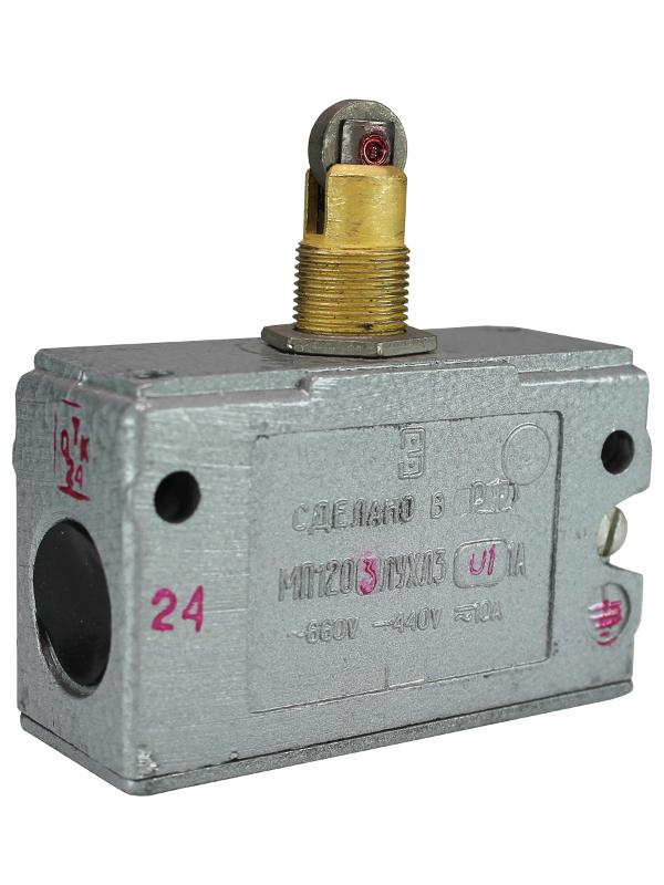 МП 1203 УХЛ3 исп.01, IP40, толкатель с продольным расположением ролика, комбинированный, винт, микровыключатель (ЭТ)