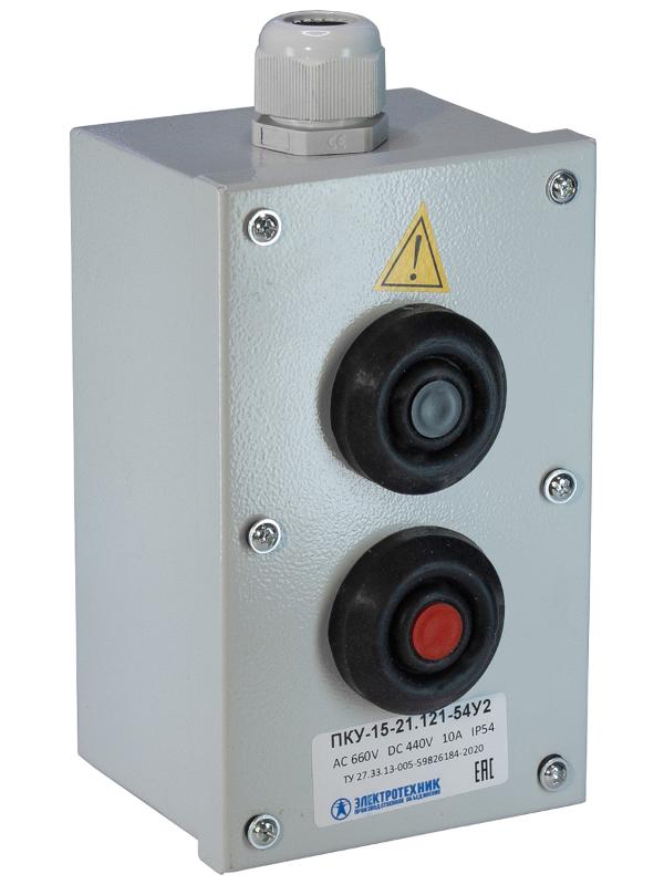 ПКУ-15-21.121-65У2 (D30мм, 1*черная, НО + 1*красная, НО+НЗ, PG19, IP65) серия ПРОФИ, пост кнопочный