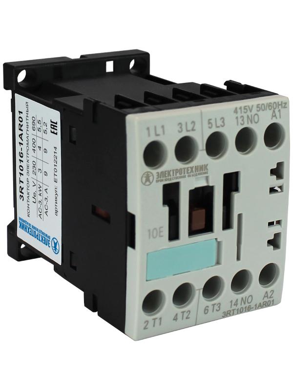 3RT1016-1AR01, 3-пол., 9A, AC-3, 4кВт/400V, 1НO, 415V AC, 50/60Гц, тип. S00, винт. клеммы, IP20, контактор э/м