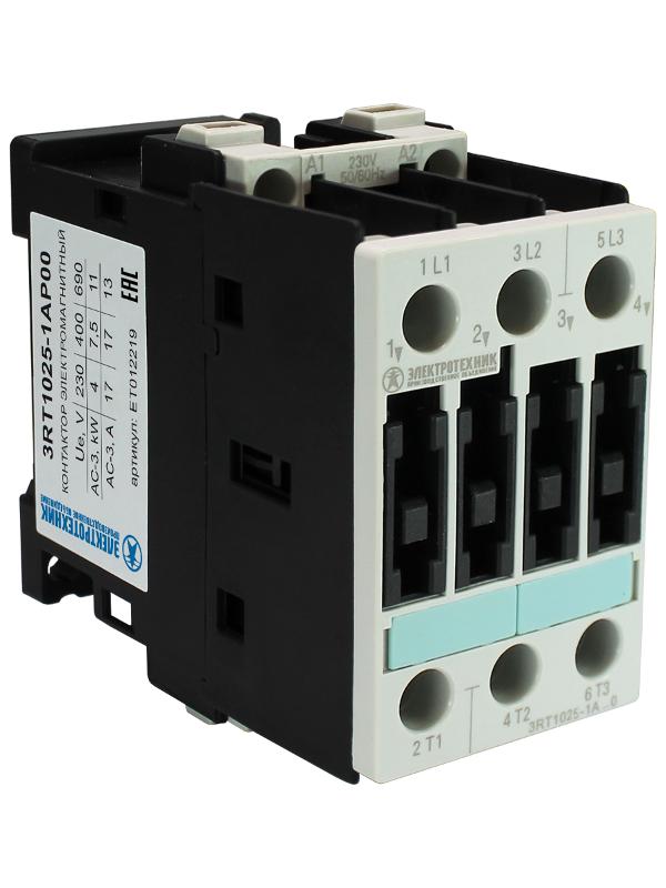 3RT1025-1AP00, 3-пол., 17A, AC-3, 7,5кВт/400V, 230V AC, 50/60Гц, тип. S0, винт. клеммы, IP20, контактор э/м