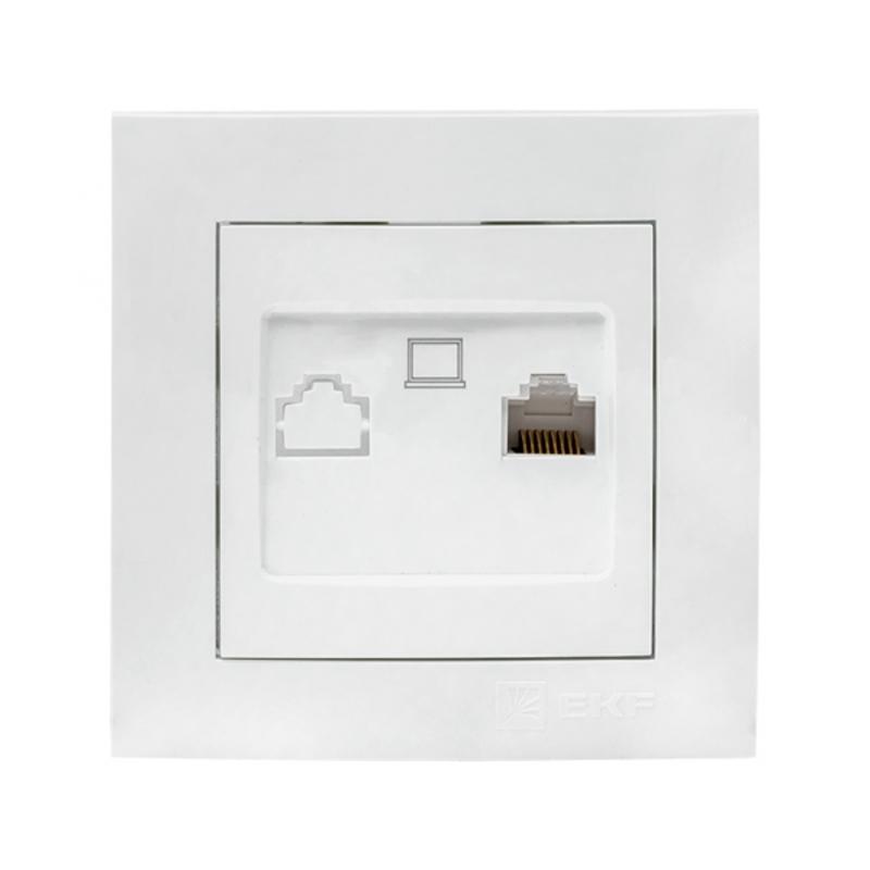 Валенсия розетка компьютерная RJ-45 1-местная белая EKF PROxima
