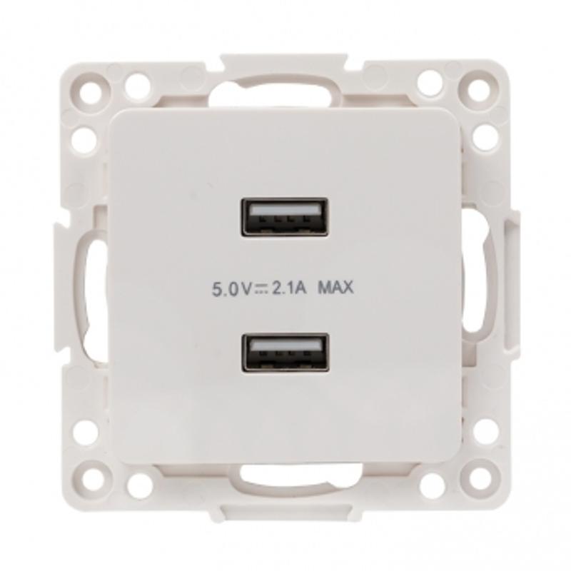 Стокгольм Механизм Розетки USB 2-местной 2,1А белый PROxima