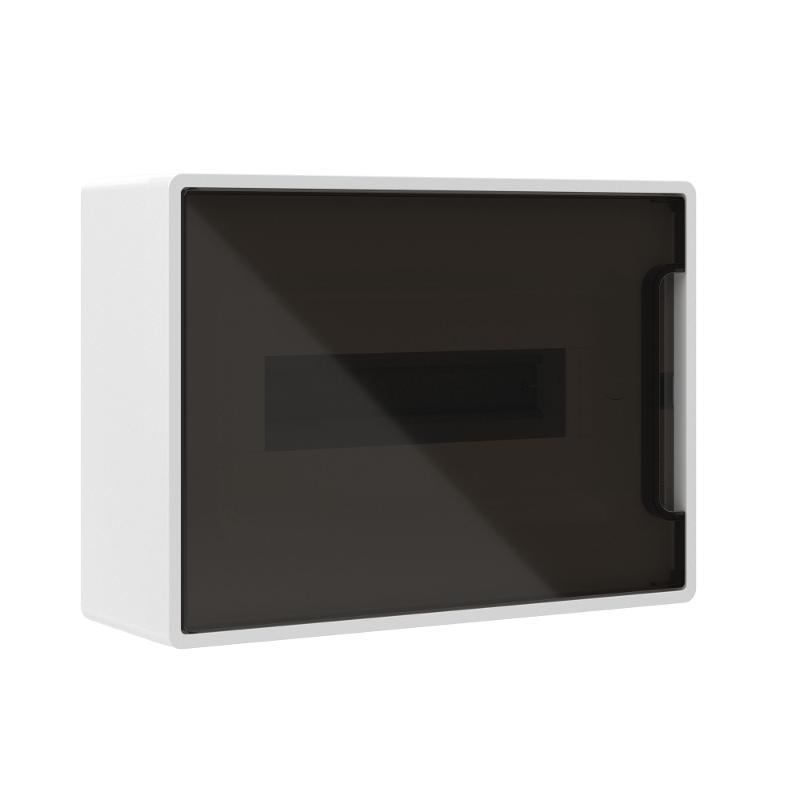 Щиток 12 мод настенный FRAME, белый, с тонированной дверцей, с 2 шинами  PEN на 6 и 8 отв.