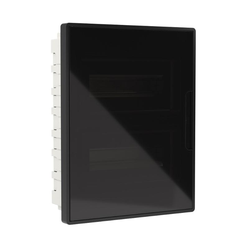 Щиток 24 мод встраиваемый Фрейм (FRAME), черный, с тонир. дв., с 4  шинами PEN (2шт на 8 отв. и 2шт на 6 отв.)