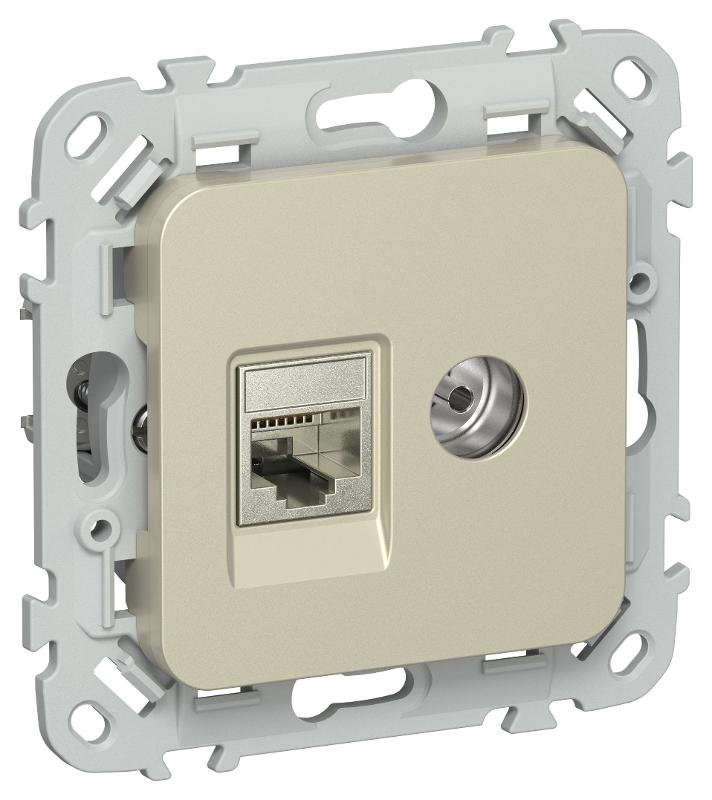 FLITE Розетка 2-ая RJ45/TV кат.5Е STP РКТВ5е-2-1-ФлШ шампань