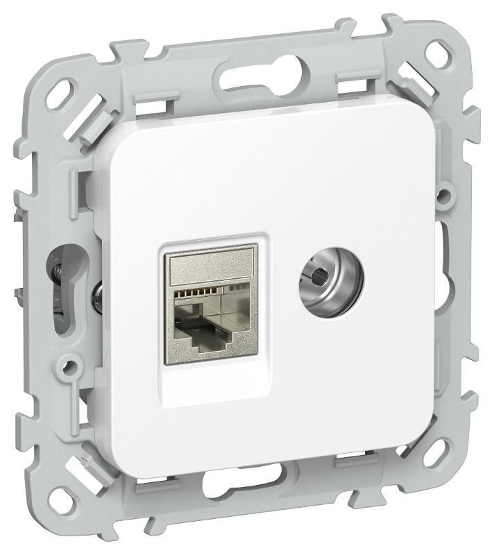FLITE Розетка 2-ая RJ45/TV кат.6 STP РКТВ6-2-1-ФлБ белый