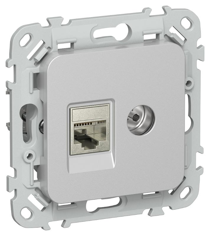 FLITE Розетка 2-ая RJ45/TV кат.6 STP РКТВ6-2-1-ФлА алюминий