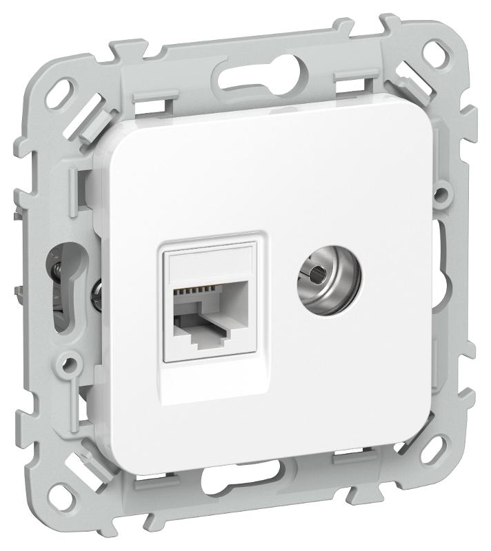 FLITE Розетка 2-ая RJ45/TV кат.5Е UTP РКТВ5е-2-0-ФлБ белый