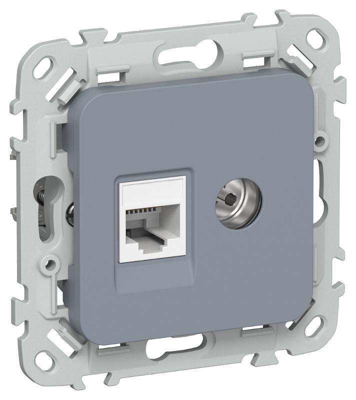 FLITE Розетка 2-ая RJ45/TV кат.5Е UTP РКТВ5е-2-0-ФлМ маренго