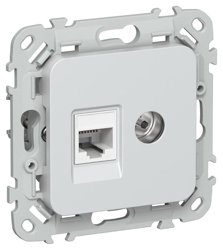 FLITE Розетка 2-ая RJ45/TV кат.5Е UTP РКТВ5е-2-0-ФлЖ жемчуг