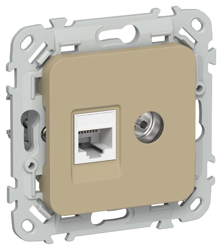FLITE Розетка 2-ая RJ45/TV кат.5Е UTP РКТВ5е-2-0-ФлХ хаки