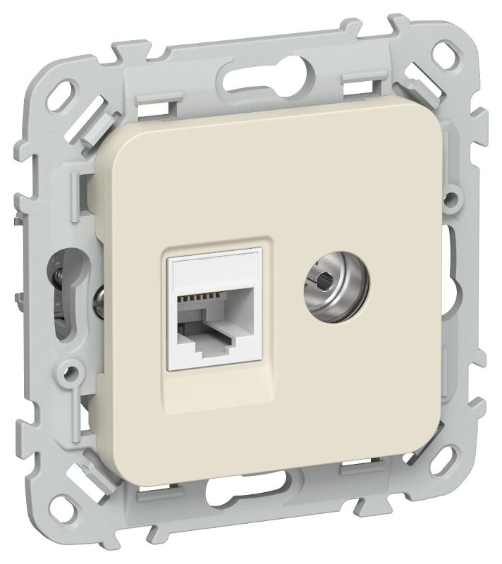 FLITE Розетка 2-ая RJ45/TV кат.5Е UTP РКТВ5е-2-0-ФлСл сливочный