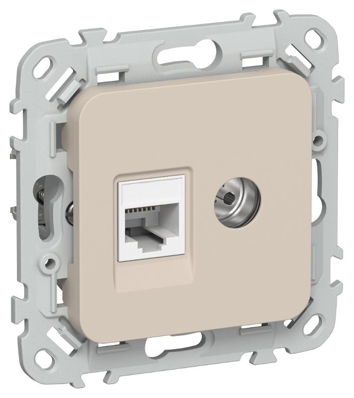 FLITE Розетка 2-ая RJ45/TV кат.5Е UTP РКТВ5е-2-0-ФлЛ льняной