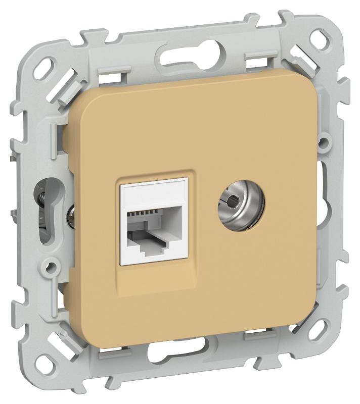 FLITE Розетка 2-ая RJ45/TV кат.5Е UTP РКТВ5е-2-0-ФлШм шамуа