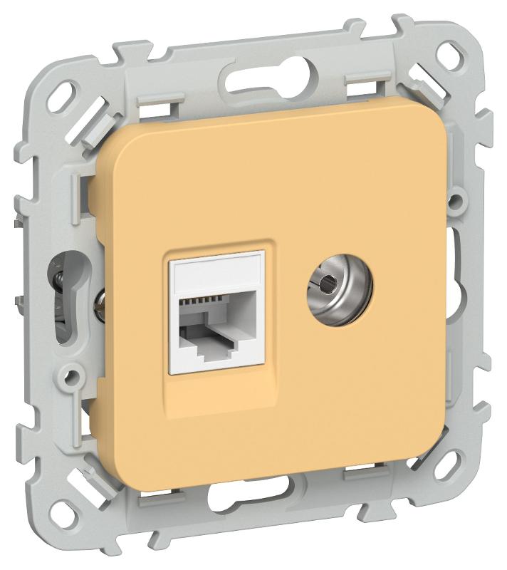FLITE Розетка 2-ая RJ45/TV кат.5Е UTP РКТВ5е-2-0-ФлЗ золотарник