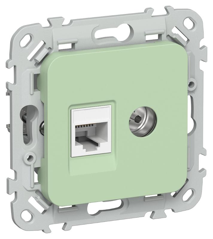 FLITE Розетка 2-ая RJ45/TV кат.5Е UTP РКТВ5е-2-0-ФлФ фисташковый