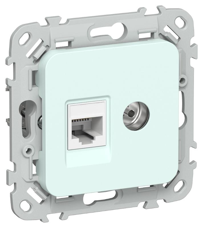 FLITE Розетка 2-ая RJ45/TV кат.5Е UTP РКТВ5е-2-0-ФлХЛ холодный лед