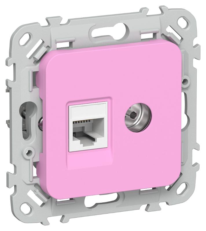 FLITE Розетка 2-ая RJ45/TV кат.5Е UTP РКТВ5е-2-0-ФлПр пурпурный