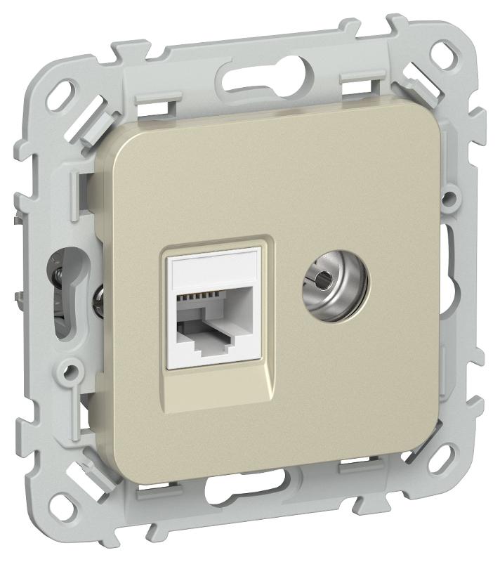 FLITE Розетка 2-ая RJ45/TV кат.6 UTP РКТВ6-2-0-ФлШ шампань