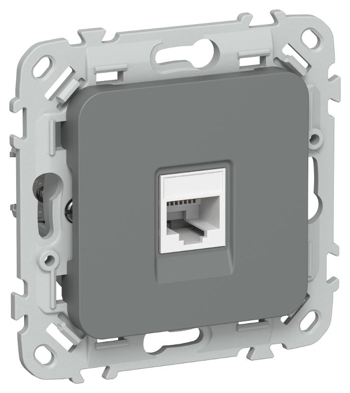 FLITE Розетка компьютерная RJ45 кат.6 UTP РК6-1-0-ФлМА мокрый асфальт
