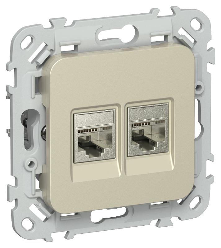 FLITE Розетка 2-ая компьютерная RJ45 кат.5Е STP РК5е-2-1-ФлШ шампань