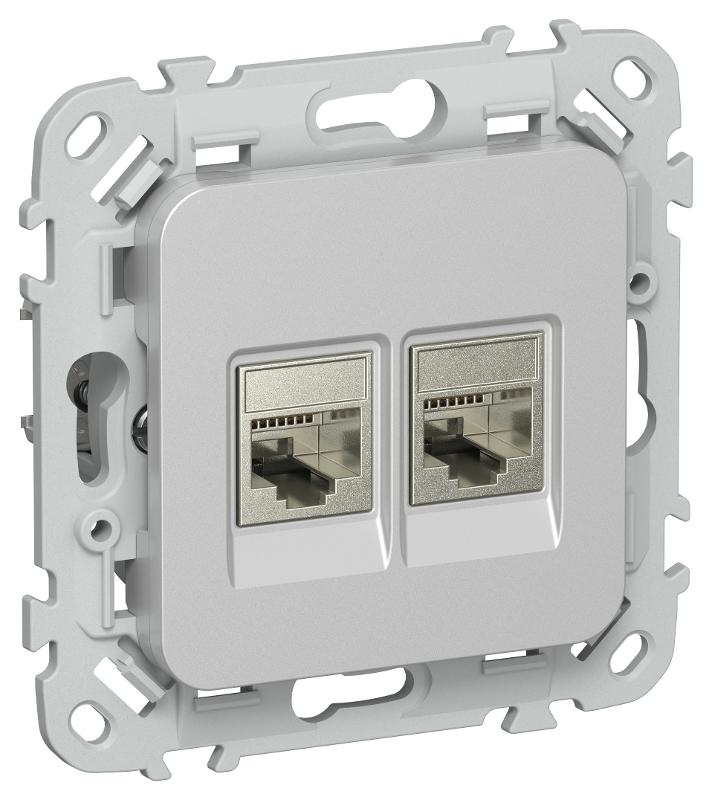 FLITE Розетка 2-ая компьютерная RJ45 кат.6 STP РК6-2-1-ФлА алюминий