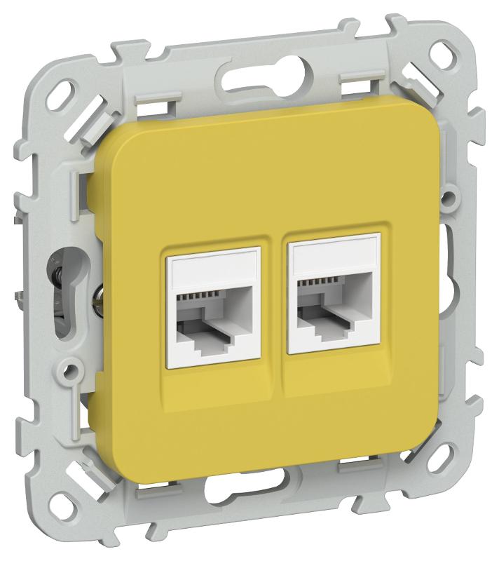 FLITE Розетка 2-ая компьютерная RJ45 кат.5Е UTP РК5е-2-0-ФлЖК желтый карри