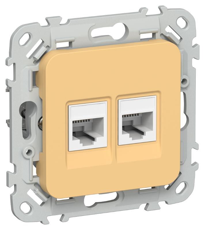 FLITE Розетка 2-ая компьютерная RJ45 кат.5Е UTP РК5е-2-0-ФлЗ золотарник