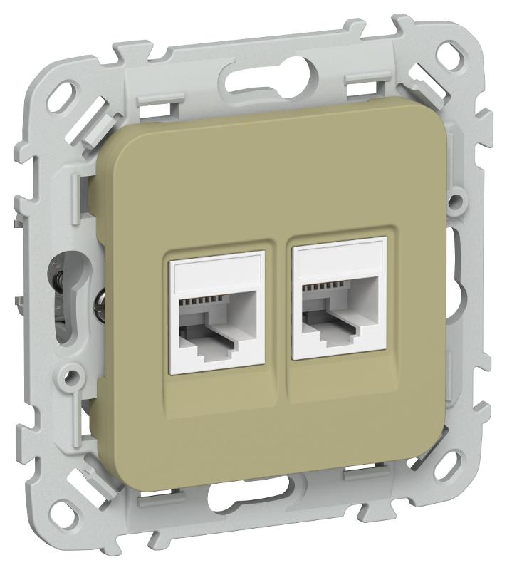 FLITE Розетка 2-ая компьютерная RJ45 кат.6 UTP РК6-2-0-ФлО оливковый