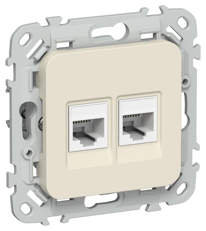 FLITE Розетка 2-ая компьютерная RJ45 кат.6 UTP РК6-2-0-ФлСл сливочный