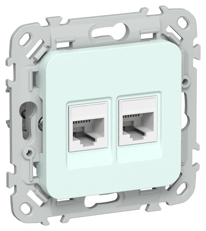FLITE Розетка 2-ая компьютерная RJ45 кат.6 UTP РК6-2-0-ФлХЛ холодный лед