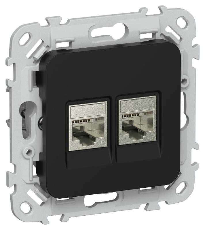 FLITE Розетка 2-ая RJ45/RJ11 кат.6/3 STP РКТ6/3-2-1-ФлЧ черный