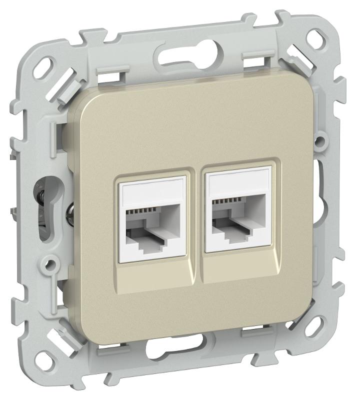FLITE Розетка 2-ая RJ45/RJ11 кат.5Е/3 UTP РКТ5е/3-2-0-ФлШ шампань