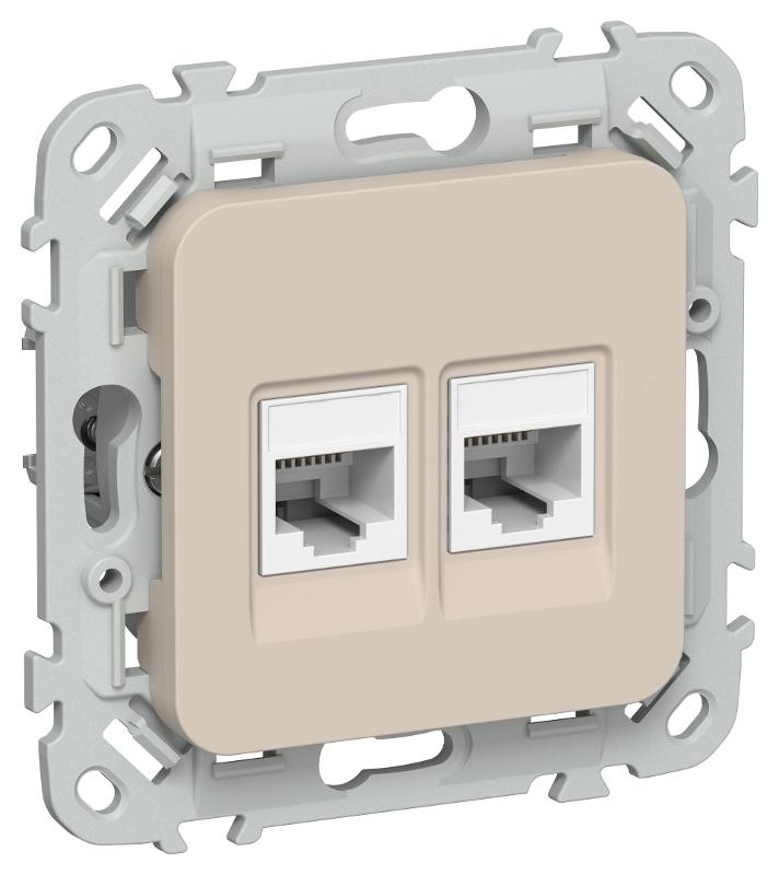 FLITE Розетка 2-ая RJ45/RJ11 кат.5Е/3 UTP РКТ5е/3-2-0-ФлЛ льняной