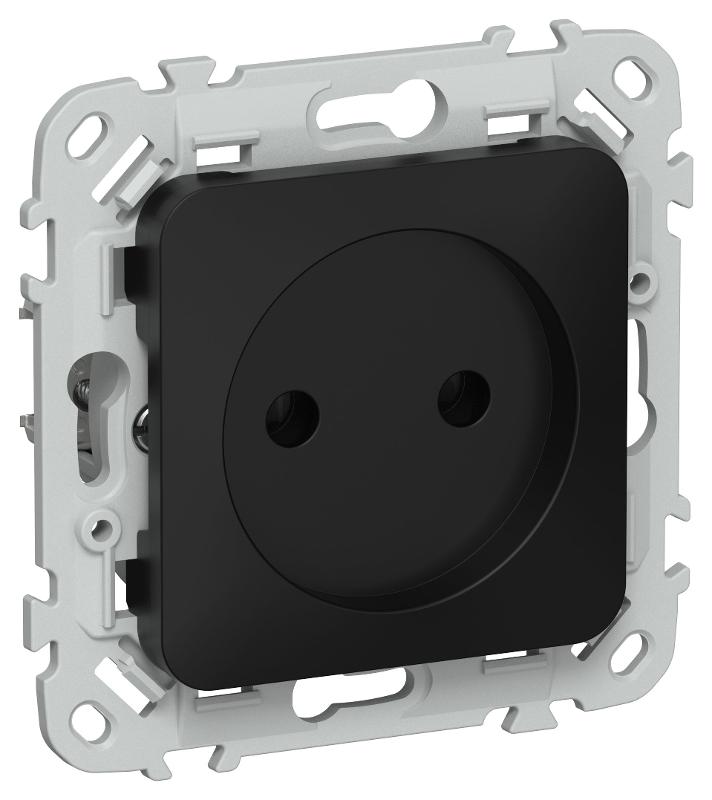 FLITE Розетка без заземления без шторок 10А РС01-0-ФлЧ черный