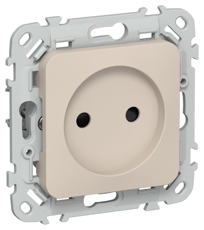 FLITE Розетка без заземления со шторками 10А РСш01-0-ФлЛ льняной