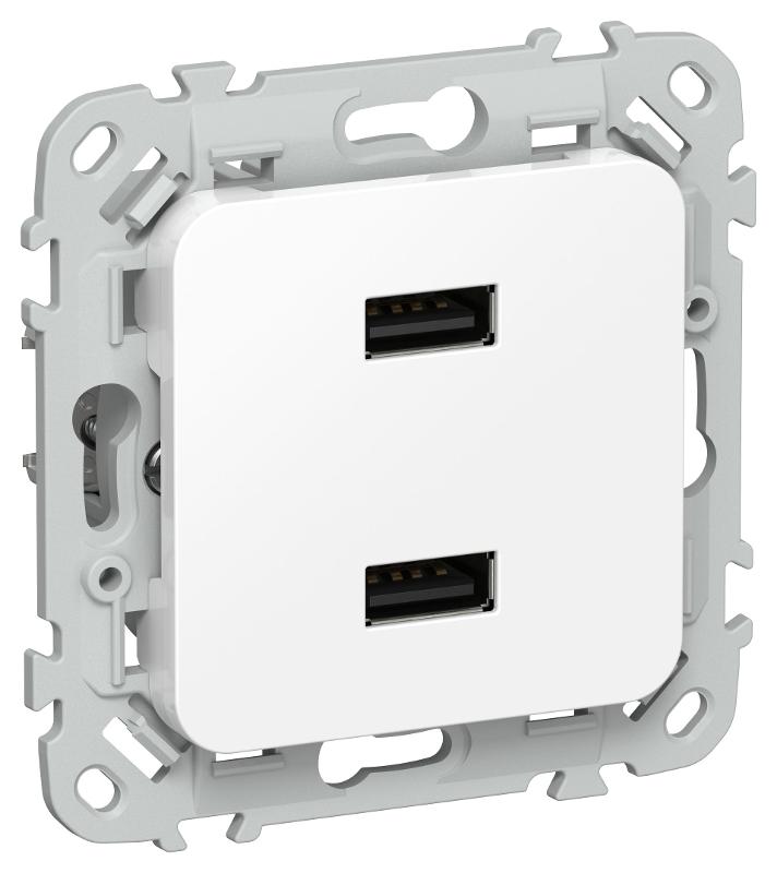FLITE Розетка USB A+A 2,1А РЮ-2-ФлБ белый