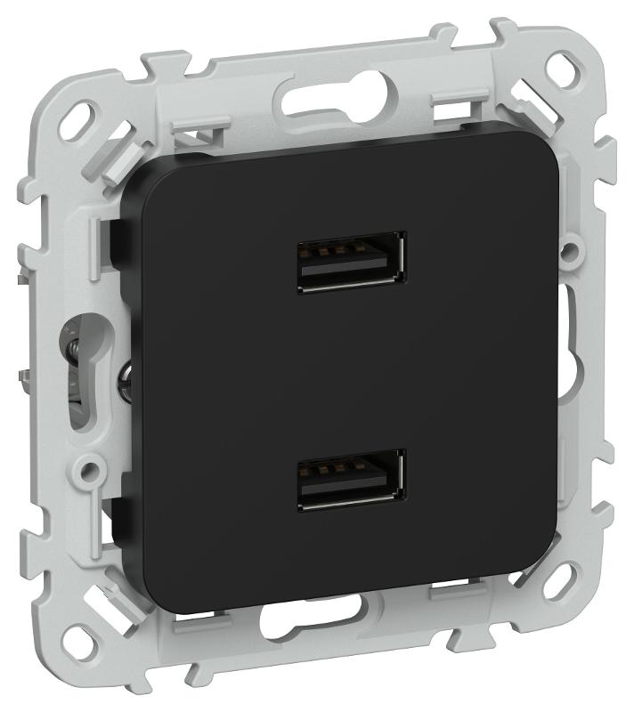 FLITE Розетка USB A+A 2,1А РЮ-2-ФлЧ черный
