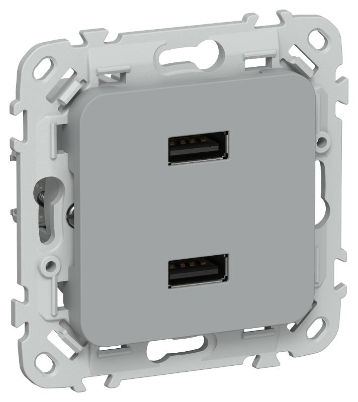 FLITE Розетка USB A+A 2,1А РЮ-2-ФлС серый