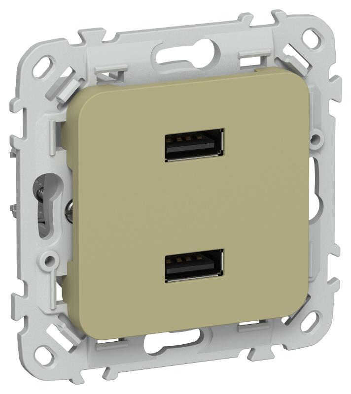 FLITE Розетка USB A+A 2,1А РЮ-2-ФлО оливковый