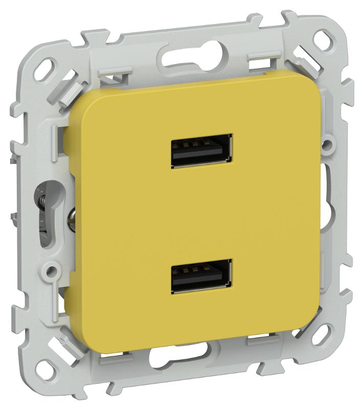 FLITE Розетка USB A+A 2,1А РЮ-2-ФлЖК желтый карри