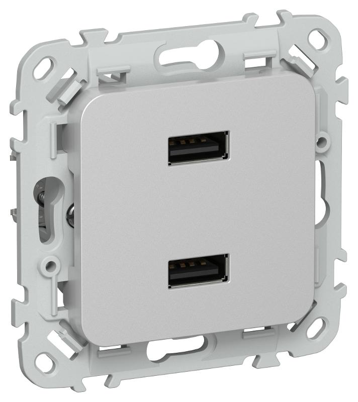 FLITE Розетка USB A+A 2,1А РЮ-2-ФлА алюминий