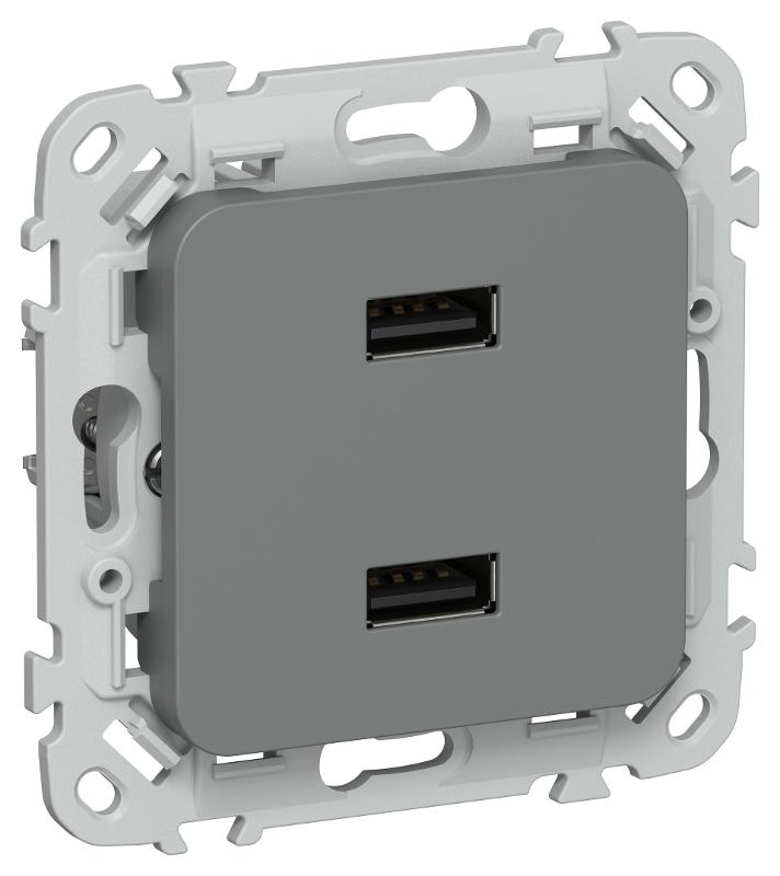 FLITE Розетка USB A+A 2,1А РЮ-2-ФлМА мокрый асфальт