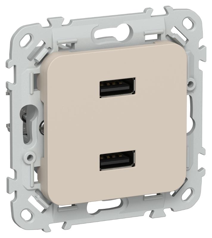 FLITE Розетка USB A+A 2,1А РЮ-2-ФлЛ льняной