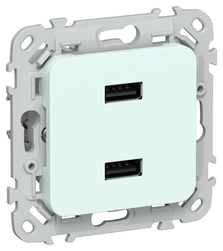 FLITE Розетка USB A+A 2,1А РЮ-2-ФлХЛ холодный лед