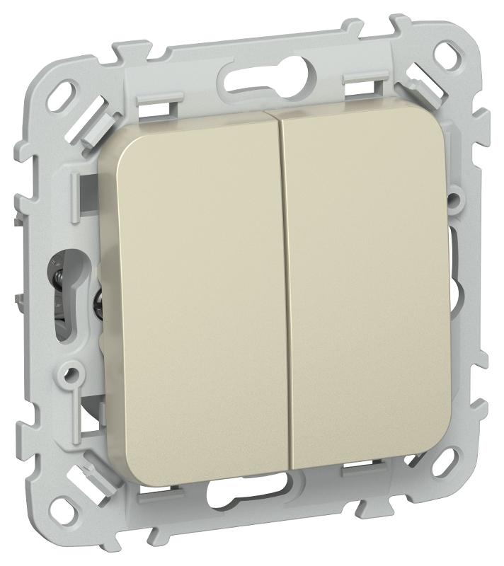 FLITE Выключатель 2-клавишный 10А ВС12-1-0-ФлШ шампань