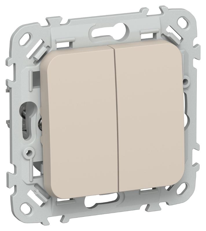FLITE Выключатель 2-клавишный 10А ВС12-1-0-ФлЛ льняной