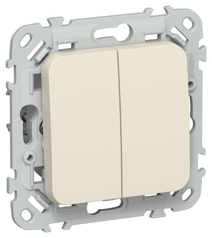 FLITE Выключатель 2-клавишный кнопочный 10А ВС12-2-0-ФлСл сливочный